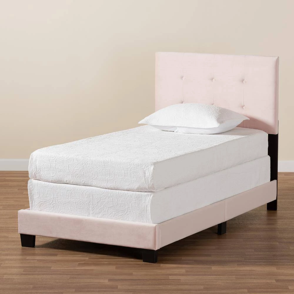 Caprice Light Pink and Black Bed by Baxton Studio - Image 6