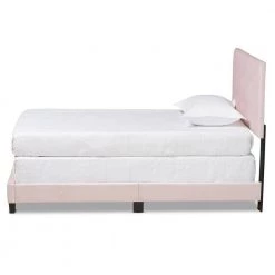 Caprice Light Pink and Black Bed by Baxton Studio