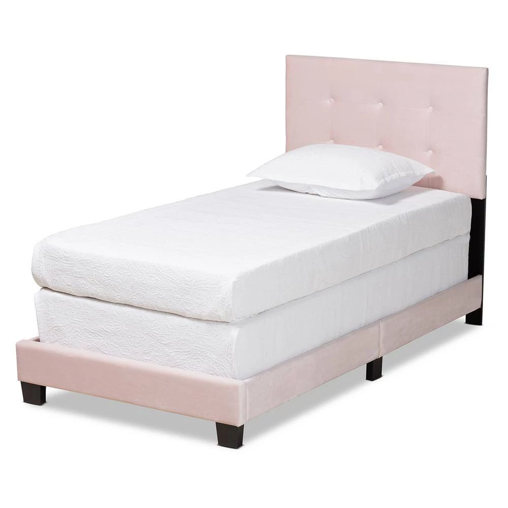 Caprice Light Pink and Black Bed by Baxton Studio - Image 2