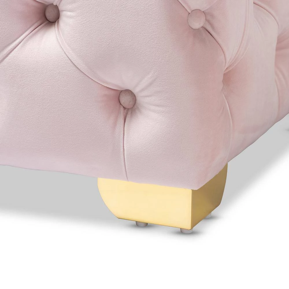 Avara Light Pink and Gold Ottoman by Baxton Studio - Image 7