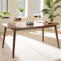 Flora Medium Brown Finished Wood Dining Table by Baxton Studio