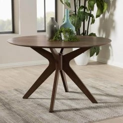 Monte Medium Brown Finished Wood Dining Table by Baxton Studio