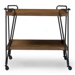Jessica Black and Medium Brown Wine Cart by Baxton Studio