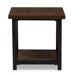 Herzen Medium Brown Wood Finished End Table by Baxton Studio