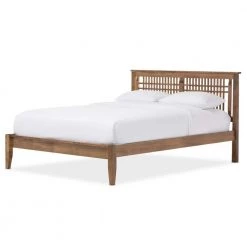 Loafey Medium Brown King Platform Bed by Baxton Studio
