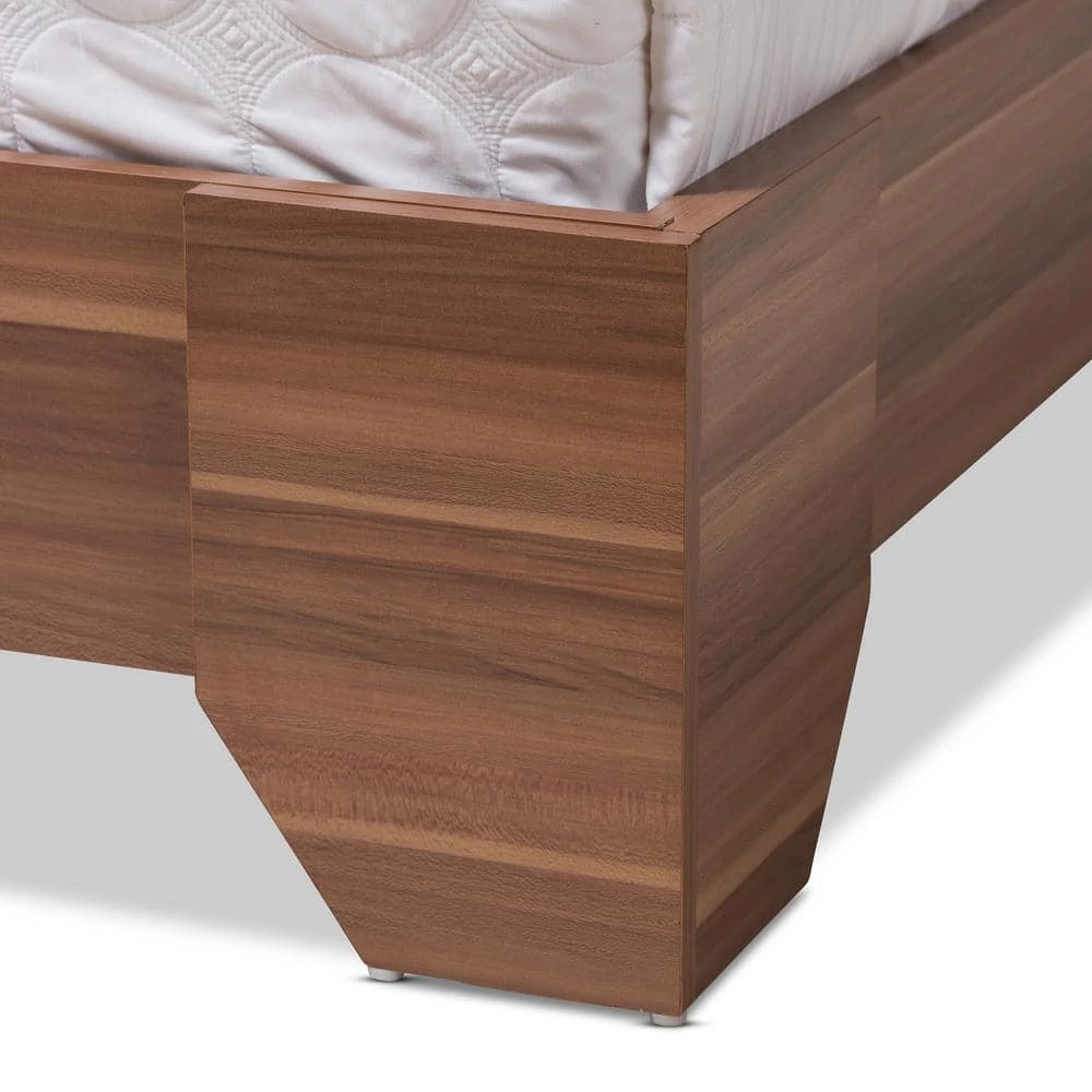 Vanda Medium Brown Wood Queen Platform Bed by Baxton Studio - Image 6