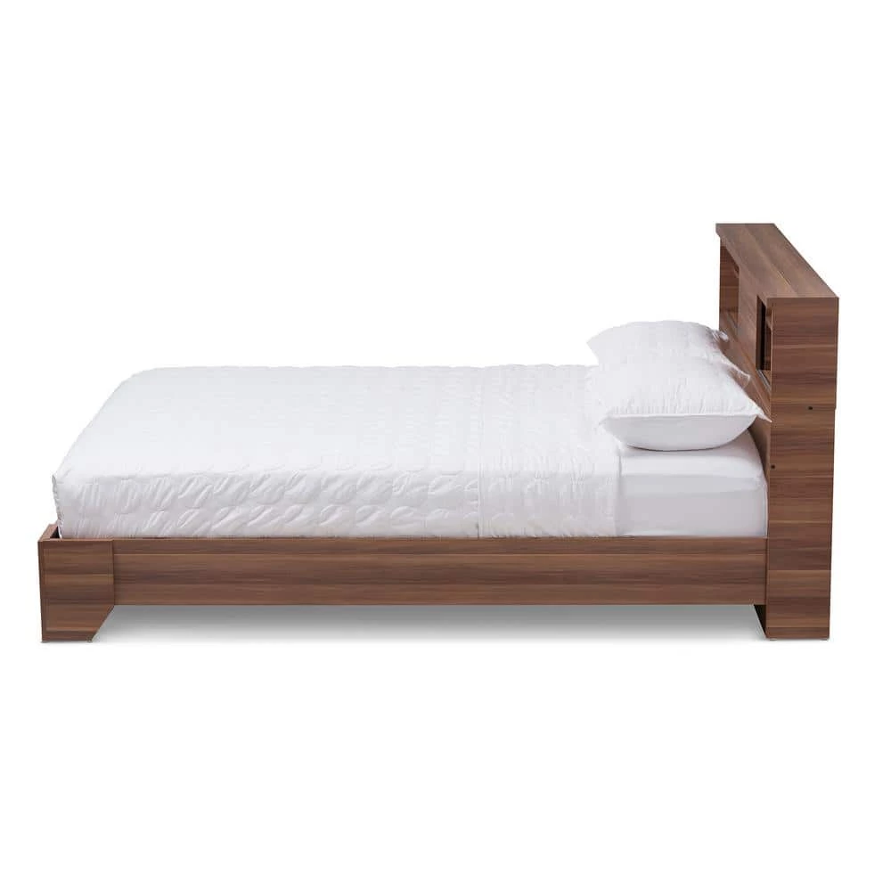 Vanda Medium Brown Wood Queen Platform Bed by Baxton Studio - Image 8