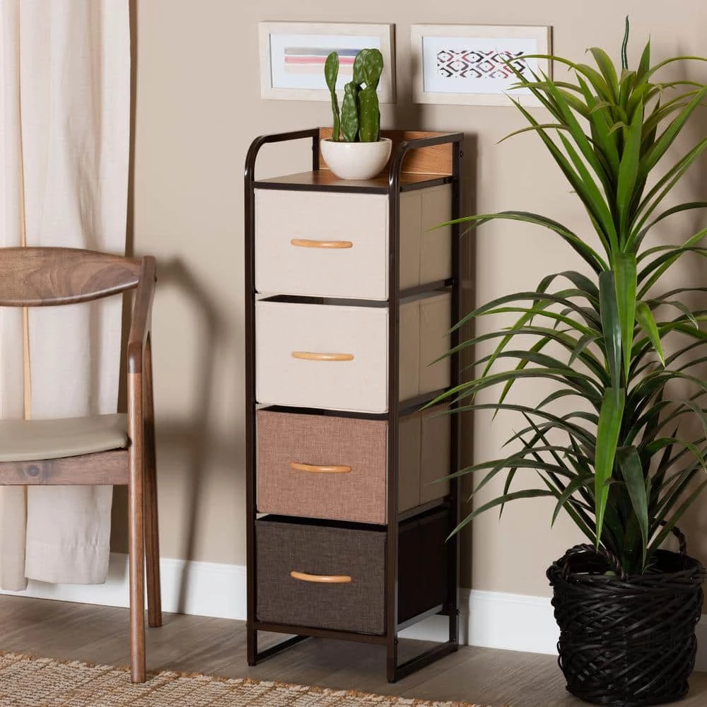 Volkan Multi-Colored and Black 4-Drawer Storage Cabinet by Baxton Studio - Image 8