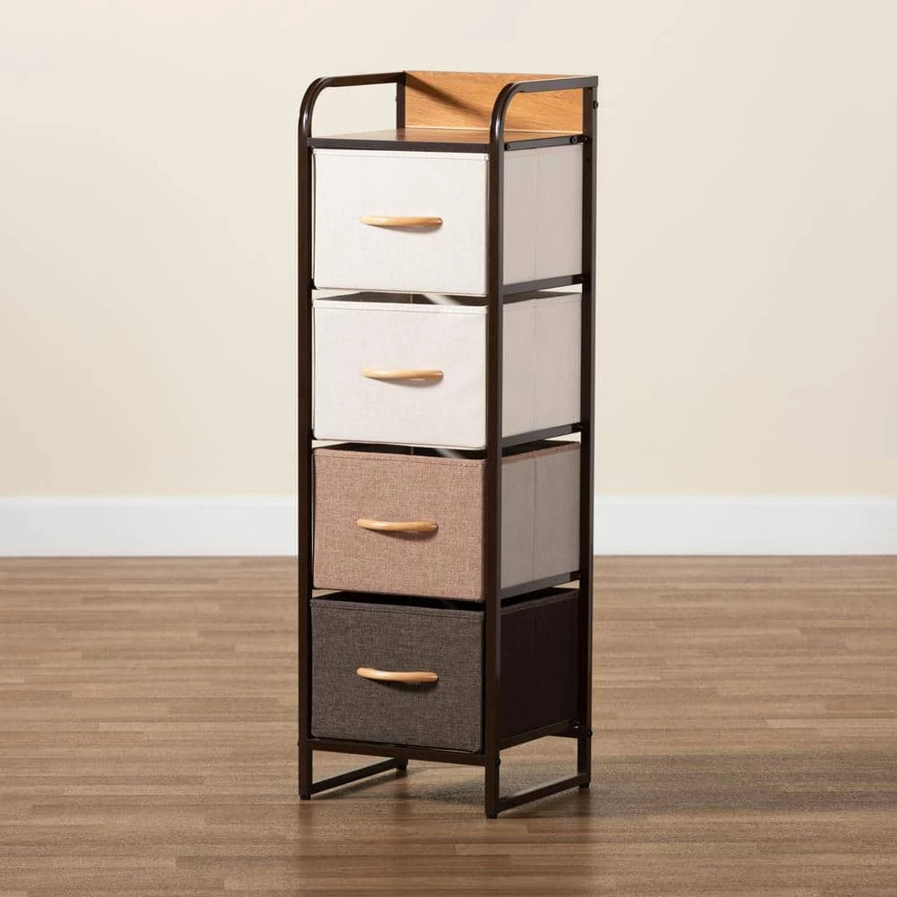 Volkan Multi-Colored and Black 4-Drawer Storage Cabinet by Baxton Studio - Image 7