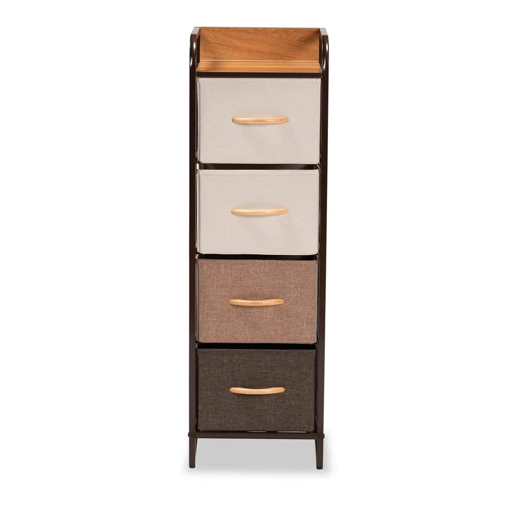 Volkan Multi-Colored and Black 4-Drawer Storage Cabinet by Baxton Studio