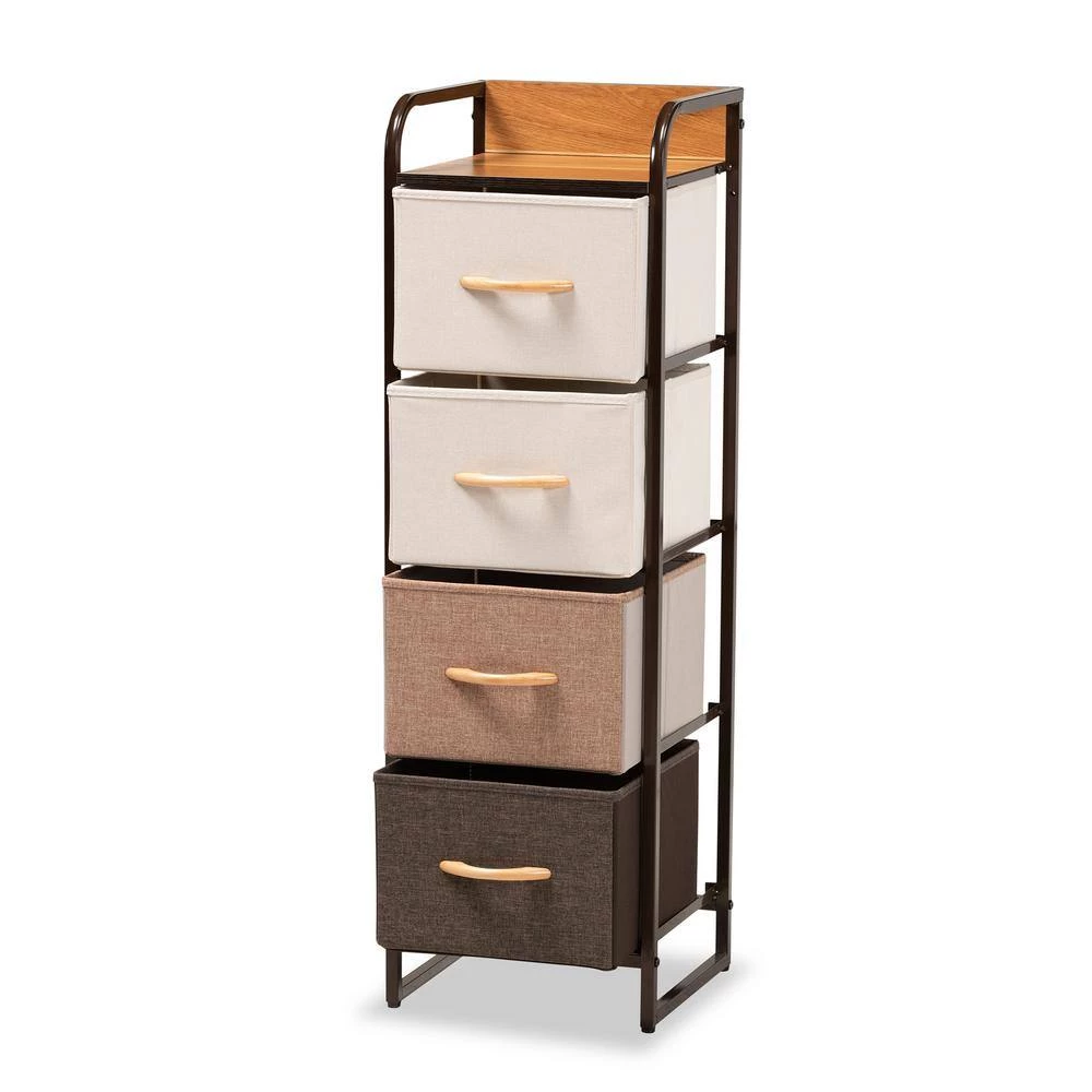 Volkan Multi-Colored and Black 4-Drawer Storage Cabinet by Baxton Studio - Image 3