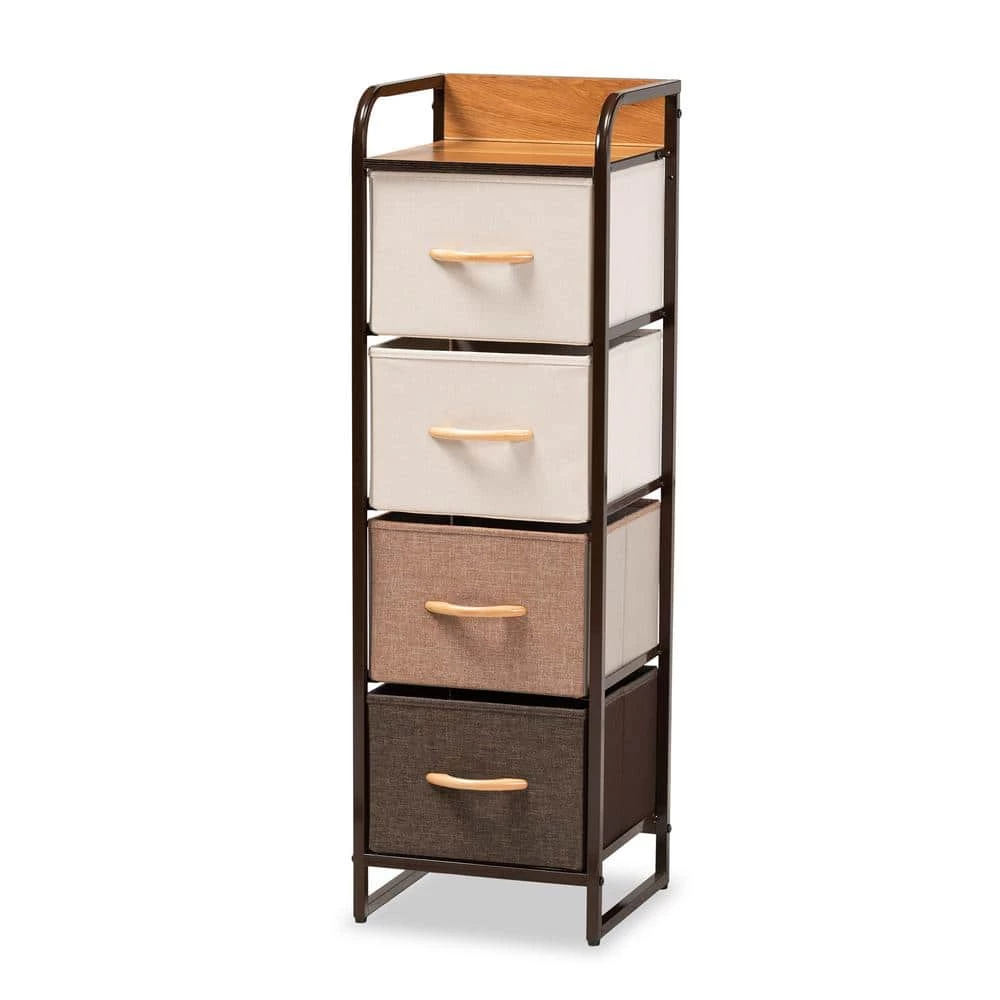 Volkan Multi-Colored and Black 4-Drawer Storage Cabinet by Baxton Studio - Image 2