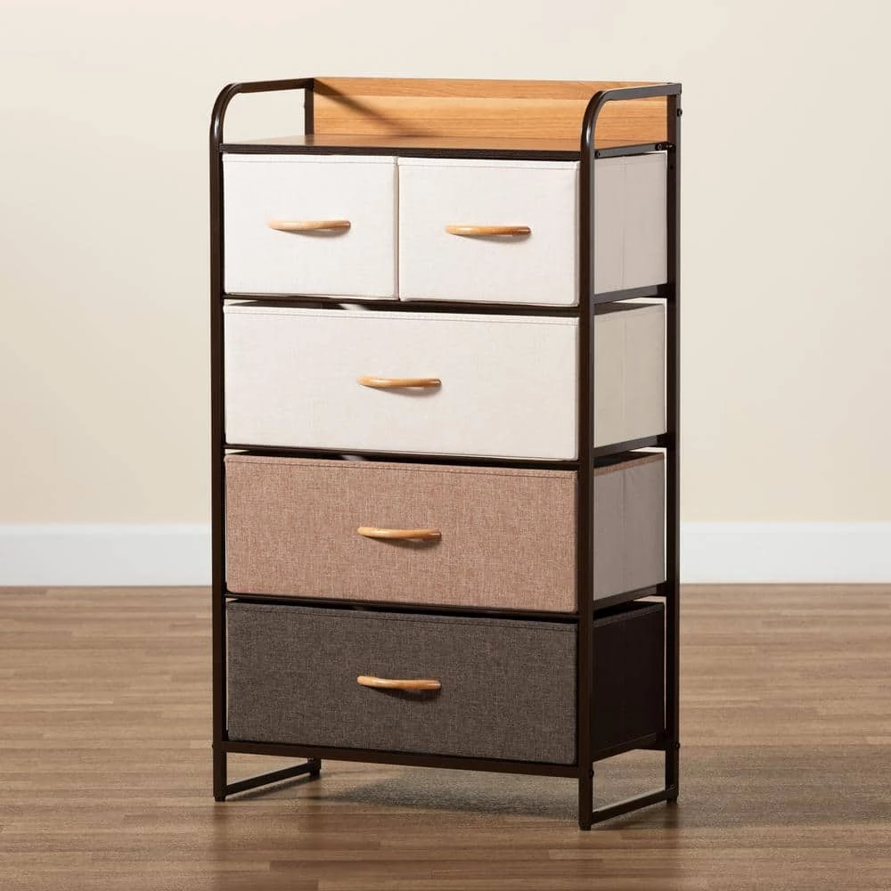 Volkan Multi-Colored and Black 5-Drawer Storage Cabinet by Baxton Studio - Image 6