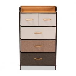 Volkan Multi-Colored and Black 5-Drawer Storage Cabinet by Baxton Studio