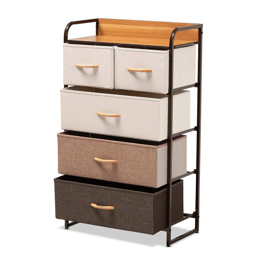 Volkan Multi-Colored and Black 5-Drawer Storage Cabinet by Baxton Studio - Image 3