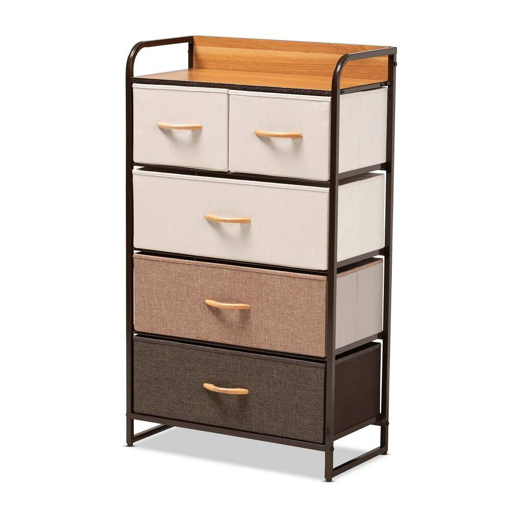 Volkan Multi-Colored and Black 5-Drawer Storage Cabinet by Baxton Studio - Image 2