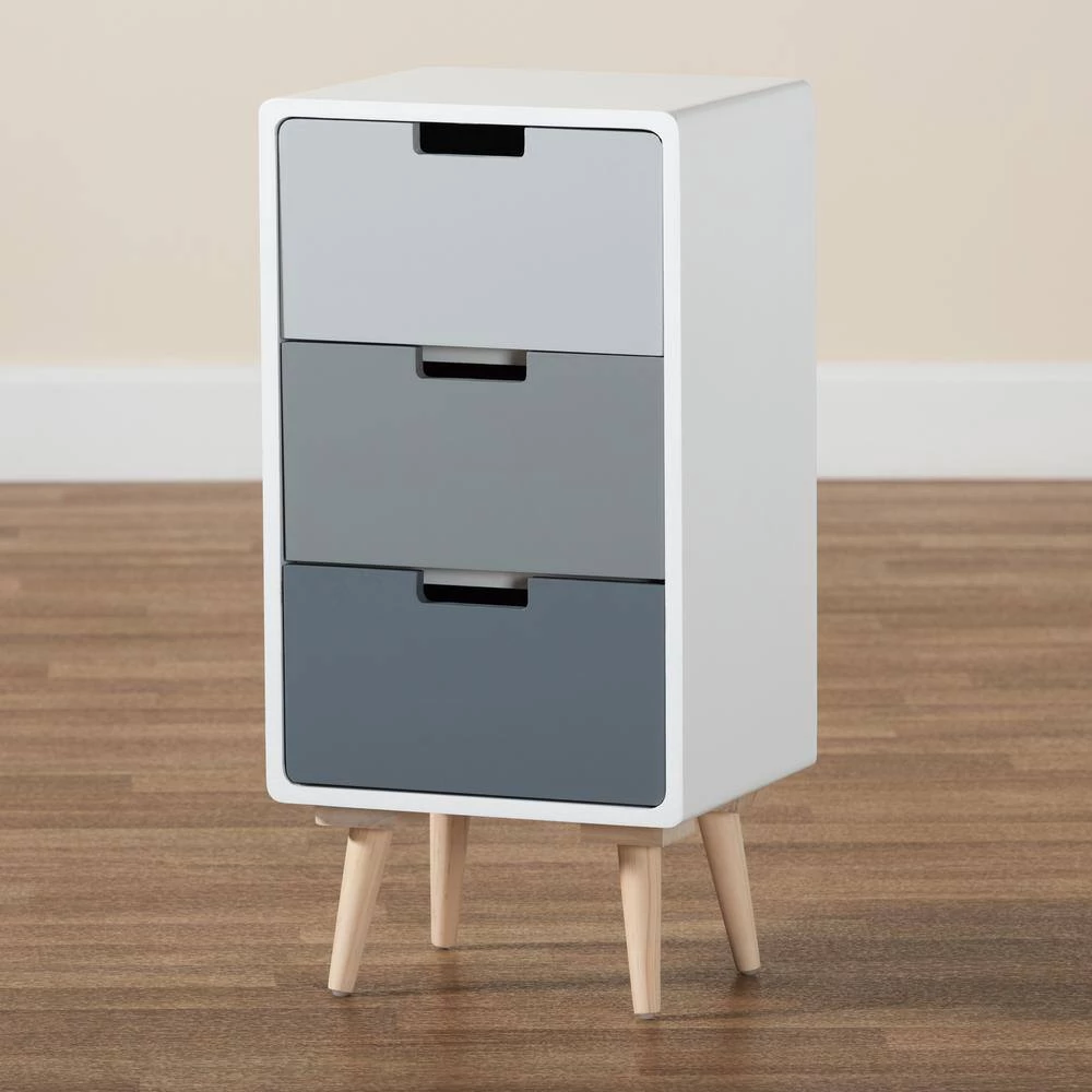 Bairn Multi-Colored and Oak Brown 3-Drawer Storage Cabinet by Baxton Studio - Image 7