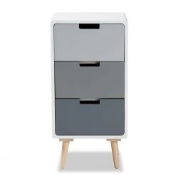 Bairn Multi-Colored and Oak Brown 3-Drawer Storage Cabinet by Baxton Studio