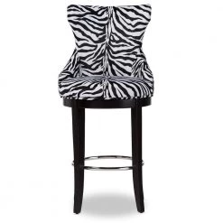 Peace Zebra Printed Fabric Upholstered Bar Stool by Baxton Studio