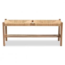Saura Brown Bench (17.7 in. H x 43.3 in. W x 13.8 in. D) by Baxton Studio