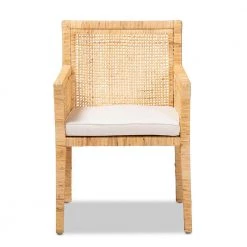Karis Natural and White Dining Chair by Baxton Studio
