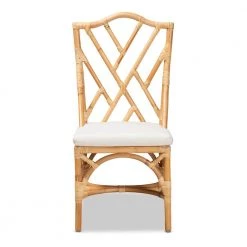 Sonia Natural and White Dining Chair by Baxton Studio