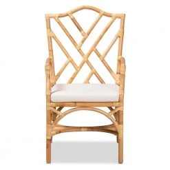 Delta Natural and White Dining Chair by Baxton Studio