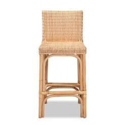 Athena 37 in. Natural Low Back Counter Height Bar Stool by Baxton Studio