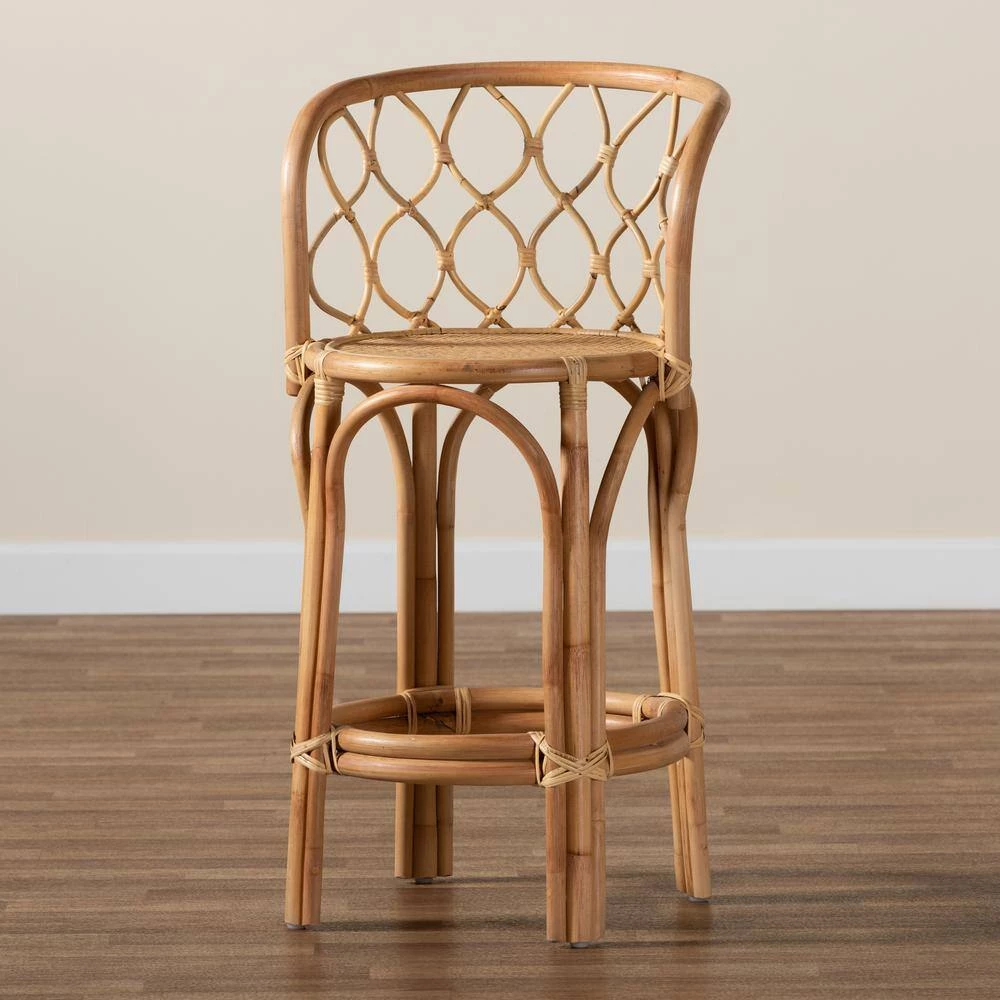 Diana 37 in. Natural Low Back Counter Height Bar Stool by Baxton Studio - Image 7