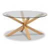 33 in. Natural Medium Round Glass Coffee Table by Baxton Studio