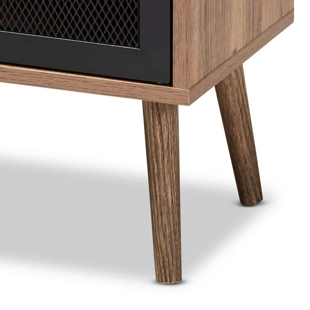 Yuna Natural Brown and Black Storage Cabinet by Baxton Studio - Image 6