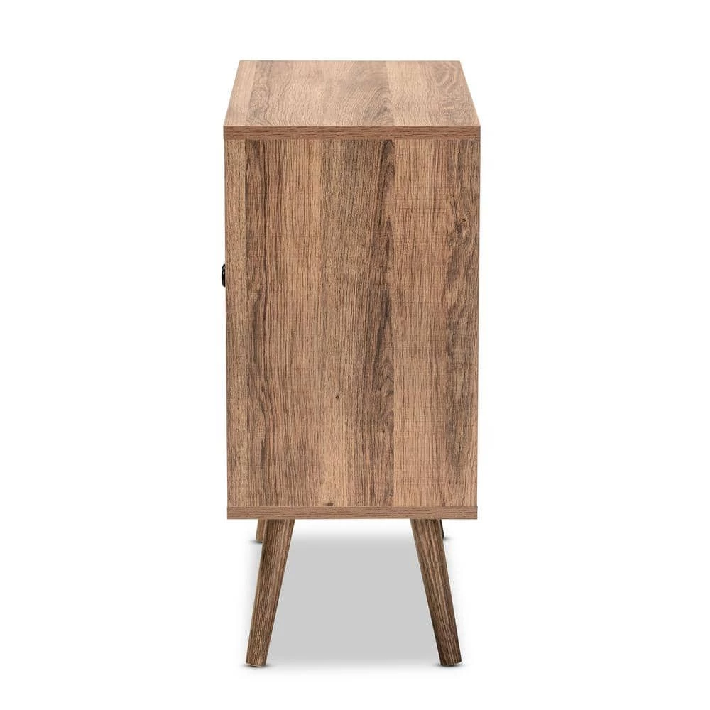 Yuna Natural Brown and Black Storage Cabinet by Baxton Studio - Image 4
