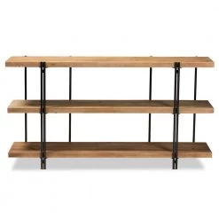 Tarah 60 in. Natural Brown and Black Rectangle Wood Console Table by Baxton Studio