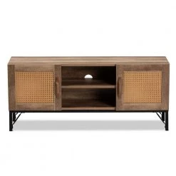 Veanna 43.3 in. Natural Brown and Black TV Stand Fits TV's up to 46 in. by Baxton Studio