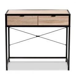 Grayer 33.1 in. Natural Brown and Black 2-Drawer Writing Desk by Baxton Studio