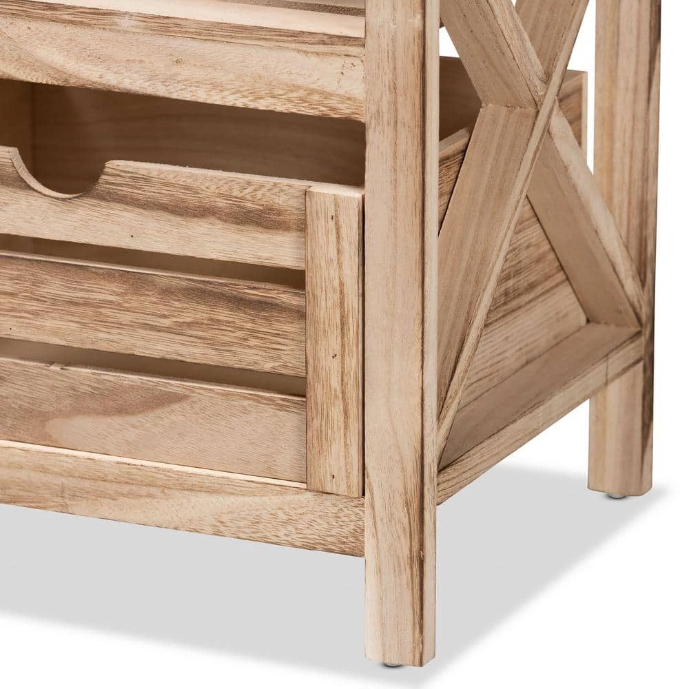 Mandell Natural Brown Storage Cabinet with 2-Drawers by Baxton Studio - Image 6