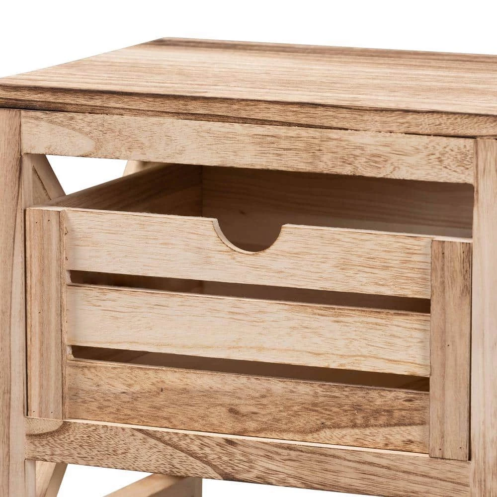 Mandell Natural Brown Storage Cabinet with 2-Drawers by Baxton Studio - Image 5