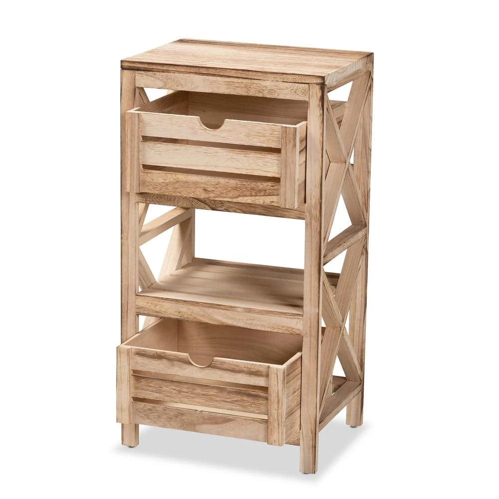 Mandell Natural Brown Storage Cabinet with 2-Drawers by Baxton Studio - Image 3