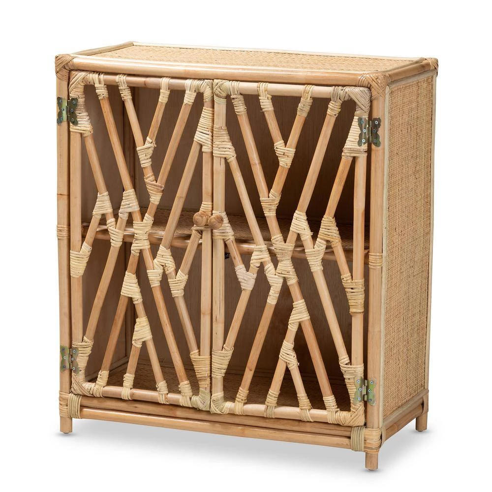 Shena Natural Brown Storage Cabinet by Baxton Studio - Image 2