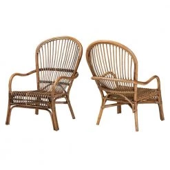 Varali Natural Brown Arm Chair (Set of 2) by Baxton Studio