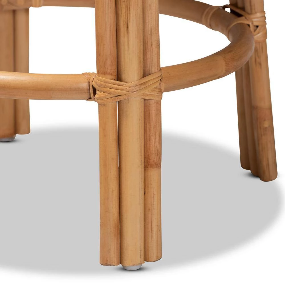 Orchard 36.75 in. Natural Brown Low Back Rattan Standard Height Bar Stool by Baxton Studio - Image 7