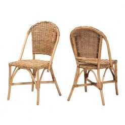 Neola Natural Brown Dining Chair (Set of 2) by Baxton Studio