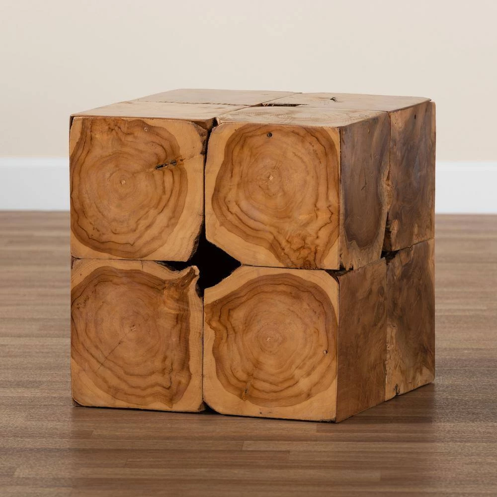 Eldora 17 in. Natural Brown Square Wood End Table by Baxton Studio - Image 5