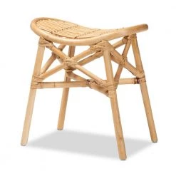 Elgon Natural Brown Ottoman Footstool by Baxton Studio