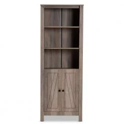 Derek 75.4 in. Natural Oak 5-Shelf Standard Bookcase by Baxton Studio