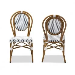 Gauthier Navy and White Dining Chair (Set of 2) by Baxton Studio
