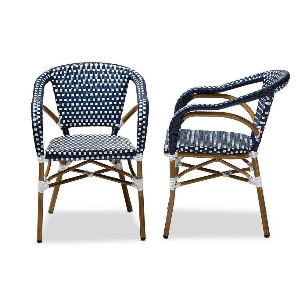 Eliane Navy and White Dining Chair (Set of 2) by Baxton Studio - Image 5