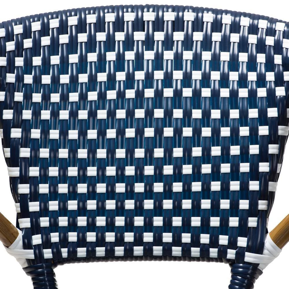 Eliane Navy and White Dining Chair (Set of 2) by Baxton Studio - Image 6