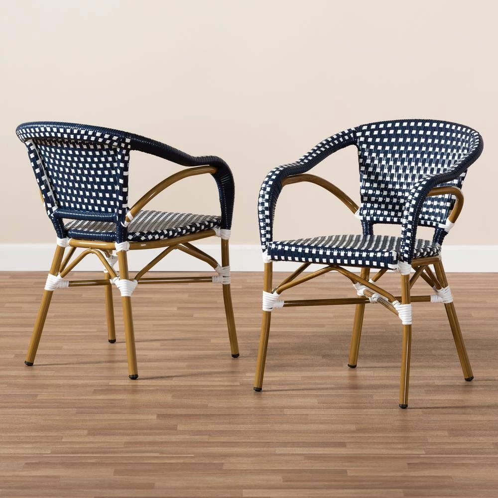Eliane Navy and White Dining Chair (Set of 2) by Baxton Studio - Image 7