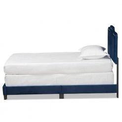 Benjen Navy Blue and Black Bed by Baxton Studio
